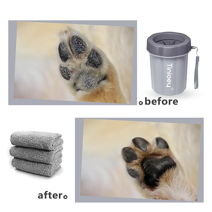 Dog Paw Cleaner for Medium Dogs (with 3 Absorbent Towels), Dog Paw Washer, Muddy Paw Cleaner, Pet Foot Cleaner