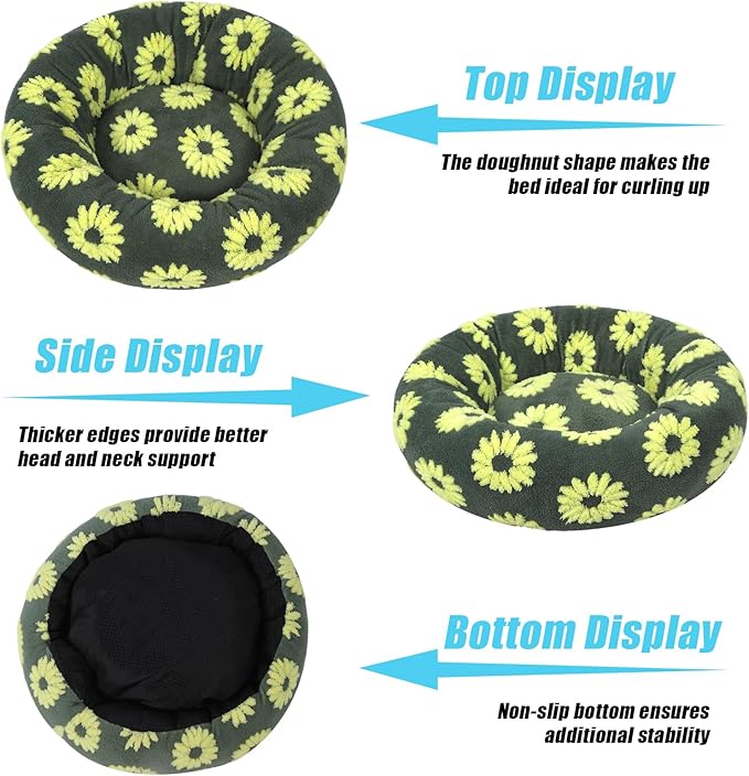 HYQ Small Dog Bed, Cat Beds for Indoor Cats, Dog Beds for Small Dogs with Anti-Slip Bottom, Cute Puppy Bed Washable-Yellow-24inch