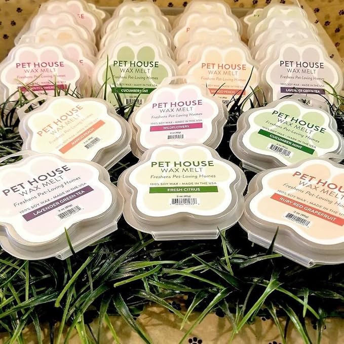 One Fur All Pet House Spring and Summer Wax Melts for Pet Odor, Natural, Plant Based Soy Wax Melts, Long Lasting Fragrance for Fresh Smelling Homes, Tropical Fruit, Pack of 4