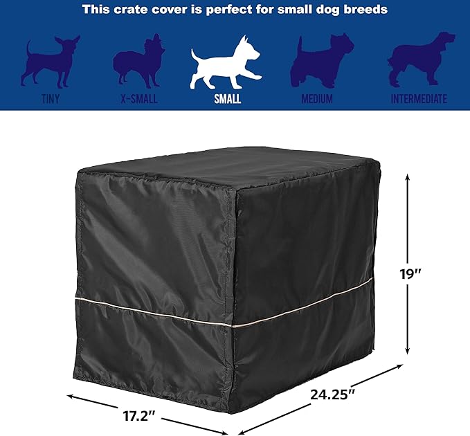 MidWest Homes for Pets Dog Crate Cover, Privacy Dog Crate Cover Fits MidWest Dog Crates, Crate Cover Only, Machine Wash & Dry, Black, 24-Inch