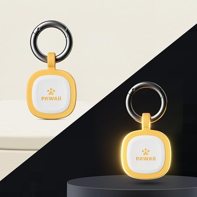 Pawaii Fluorescent QR Code Pet ID Tag, Glow in The Dark Durable Silent Silicone Pet ID Tag, Scan QR Receive Instant Pet Location Alert Email, Designs for Cat or Dog, 1Pack (Orange)