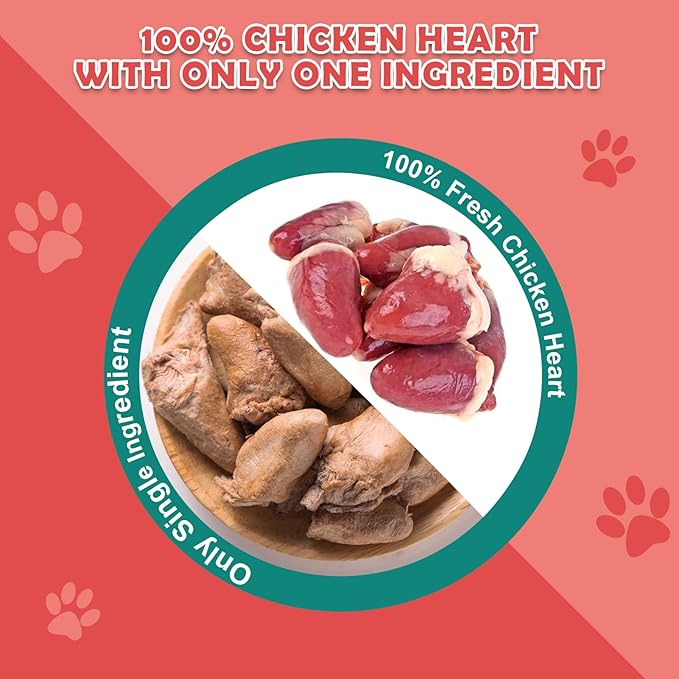 Chicken Hearts Dog Treats - Freeze Dried Chicken Heart Cat Treats Single Ingredient All Natural High Protein Pet Treats(3.5OZ)