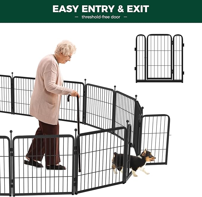 FXW 24 inch 8 Panels Rollick Dog Playpen & FXW 63" x 63" 1 Pack Washable Pee Pads