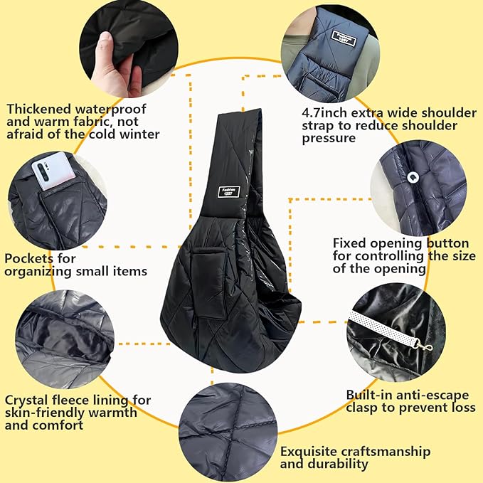 Cat and Dog Sling,Hands-Free Pet Carrier for Puppies,Dog Slings for Small Dogs for Small Pets,Windproof,Warm and Comfortable