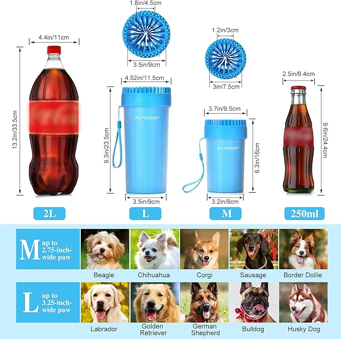 Paw Cleaner and Foot Washer for Large and Extra Large Dog Breeds - Efficient Dog Foot Cleaner with Container