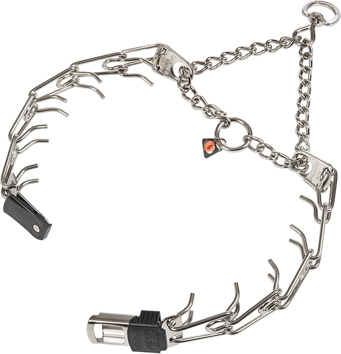 Herm Sprenger Dog Training Prong Collar with Quick Release Cliclock Buckle & Swivel Ring | Adjustable Length Stainless Steel Collar Made in Germany for Large Dogs up to 20" Neck (3.2mm Prongs)