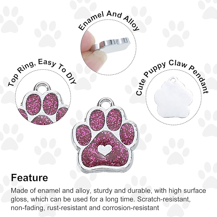 MECCANIXITY Cat Dog Paw Charm Footprint Paw Print Charm Alloy Enamel Pendants for DIY Jewelry Making, Earrings Necklaces Bracelets, Crafts