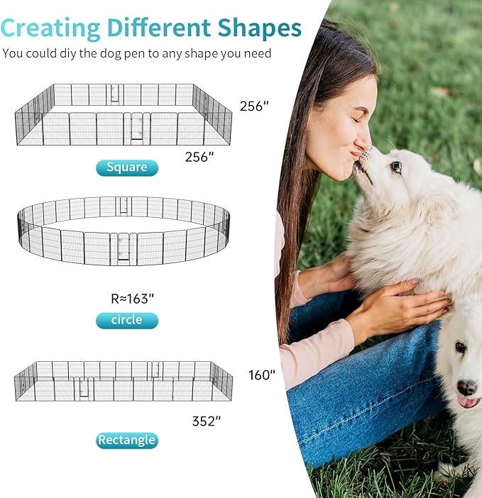 FDW Dog Playpen Dog Pen Dog Kennel 32 Panels 40 Inch Hight Indoor Outdoor Folding Metal Portable Puppy Exercise Pen Heavy Duty Dog Fence for Yard Camping,Black