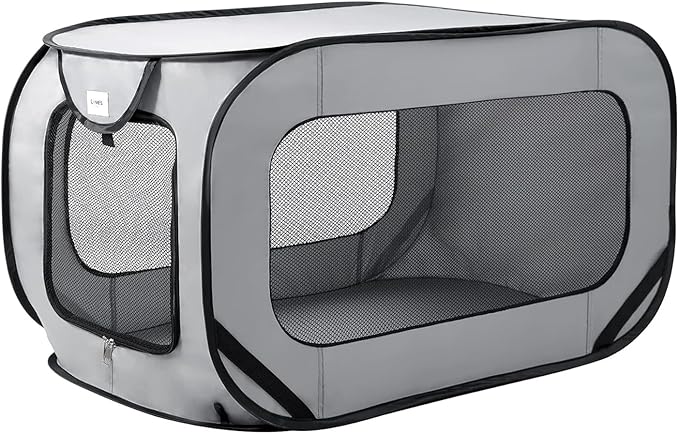 Love's cabin 31.5in Portable Large Dog Bed - Pop Up Dog Kennel, Indoor Outdoor Crate for Pets, Portable Car Seat Kennel, Cat Bed Collection, Grey