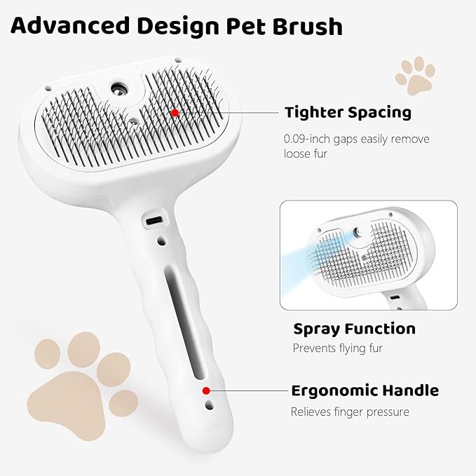 Slicker Brush Dog Cat Shedding Hair - Dogs & Cats White Brush for Shedding and Grooming, 4 in 1, Suitable for Long and Short-Haired, Removes Loose Fur Effectively