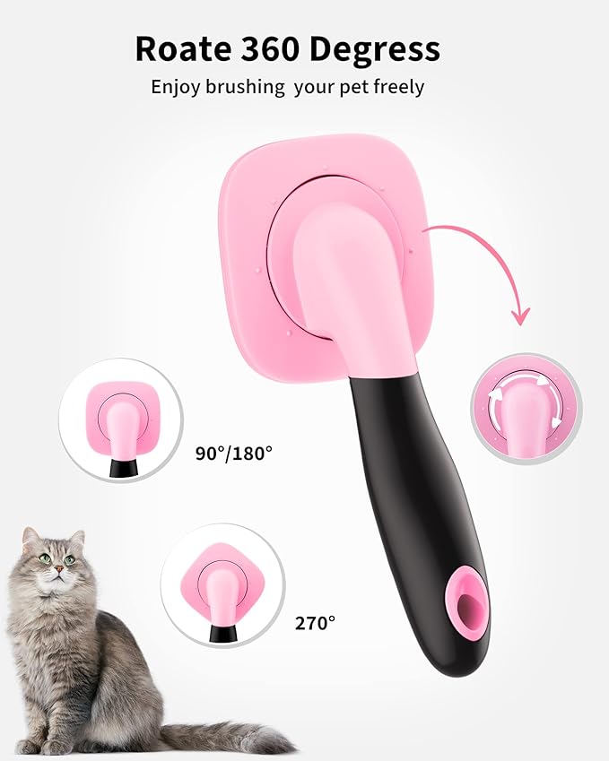 Glendan Dog Brush & Cat Brush- Slicker Pet Grooming Brush- Shedding Grooming Tools(Pink)