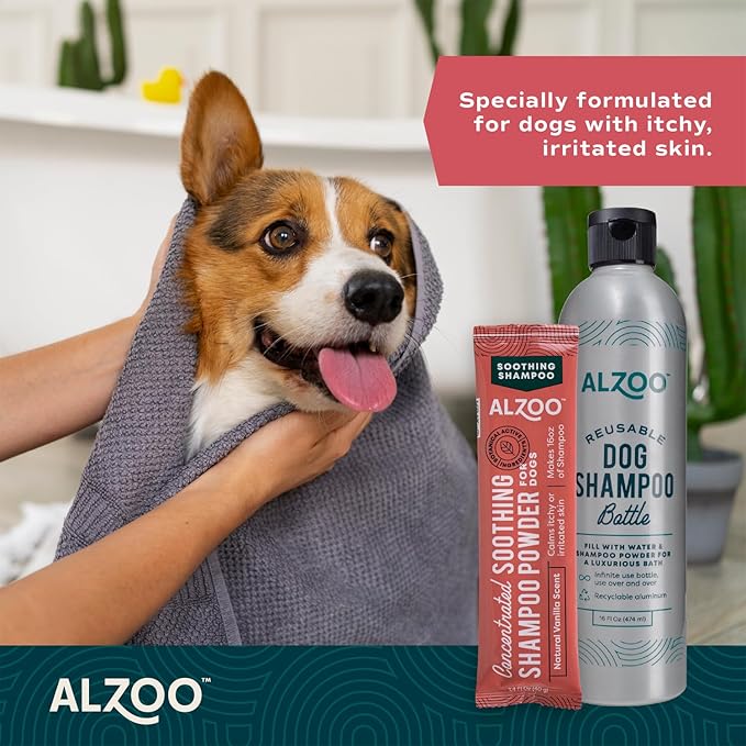 Concentrated Soothing Shampoo Powder for Dogs, Calms Itchy or Irritated Skin, 100% Plant-Based Active Ingredients, Natural Vanilla Scent, Pack of 2