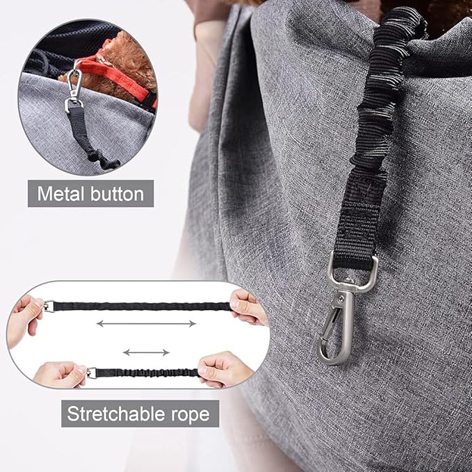 Dog Cat Sling Carrier Adjustable Padded Shoulder Strap with Mesh Pocket for Outdoor Travel (Grey, L - 8 to 15 lbs)