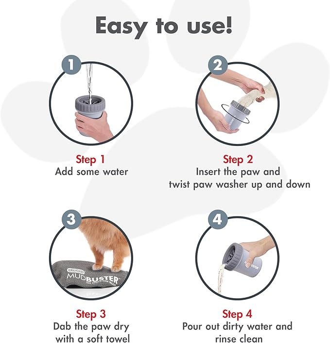 Dexas MudBuster Portable Dog Paw Cleaner, Premium Quality Large Gray Pet Accessory