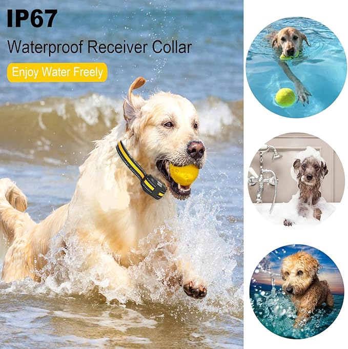 Dog Shock Collar ,3300Ft Dog Training Collar with Remote, IPX7 Waterproof Rechargeable Collar,Light, Beep, Vibration, Safe Shock for 8-120lbs Small Medium Large Dogs