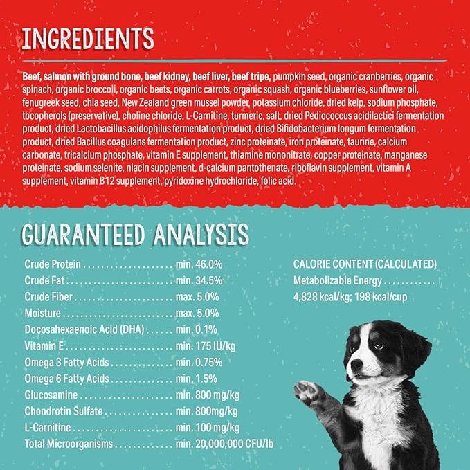 Stella & Chewy's Freeze Dried Raw Meal Mixers – Crafted for Puppies – Grain Free, Protein Rich Perfectly Puppy Beef & Salmon Recipe – 18 oz Bag