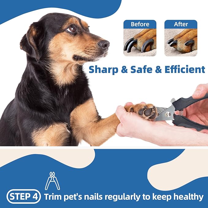 Dog Brush for Shedding, 7 PCS Pet Grooming Kit including Dog Grooming Brush, Deshedding Tool, Dematting Comb, Nail Clipper, Bath Brush for Long & Short Haired Dogs, Cats - Blue