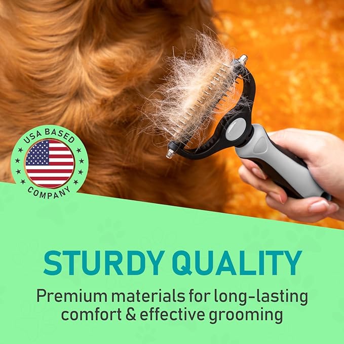 Maxpower Planet Pet Grooming Brush - Double-Sided Undercoat Rake for Dogs and Cats, Extra Wide, Reduces Shedding by 95%, White