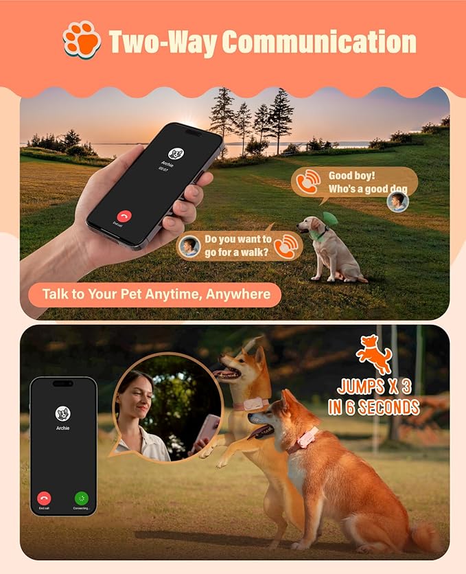 GlocalMe PetPhone GPS Tracker for Dog and Cat, AI Health Alerts and Two-Way Call, Real Time Tracking and Virtual Fence, Pet Tracker with 6 Advanced Location Technologies, Unlimited Range (Pink)