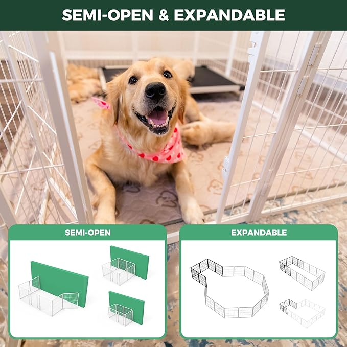 FXW Homeplus Dog Playpen for Indoor Use - Stress-Free and Safe Play, Heavy Duty 24 Inch 6 Panels Dog Pen for Puppies and Small Dogs, White│Patented