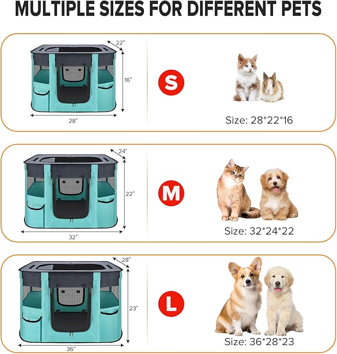 Portable Pet Playpen-Foldable Dog Cat Playpen Indoor, Exercise Pens for Puppy, Collapsible Dog Crate, Cat Tent for Outdoor Travel Camping Use with Free Carrying Case (B-Small (27.6 * 21.7 * 15.7))