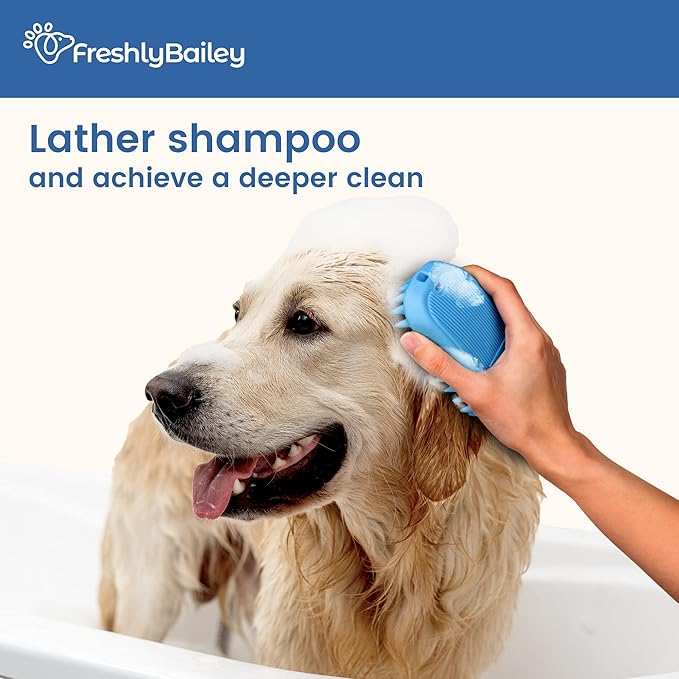 Rubber Curry Brush Dog for Short Haired Dogs - Soft & Gentle Deshedding Brush - Use Wet as Bath Brush or Dry for Grooming Loose Hair