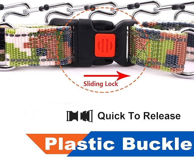 Supet Dog Prong Collar, Dog Choke Collar Adjustable Dog Pinch Collar with Quick Release Buckle/Nylon Cover for Small Medium Large Dogs