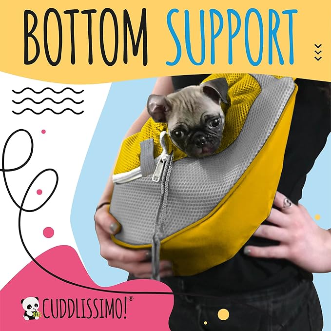 Pet Sling Carrier - Small Dog Puppy Cat Carrying Bag Purse Pouch - for Pooch Doggy Doggie Yorkie Chihuahua Baby Papoose Bjorn - Hiking Travel Front Backpack Holder Pack to Wear (Yellow)