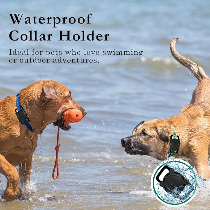 Dog Tracker, Pet Location Tracker with Collar Holder for Dogs, Item Finder MFi Certificated Tracking Device, No Monthly Fee, Waterproof, iOS Only, Work with Apple Find My (Black)