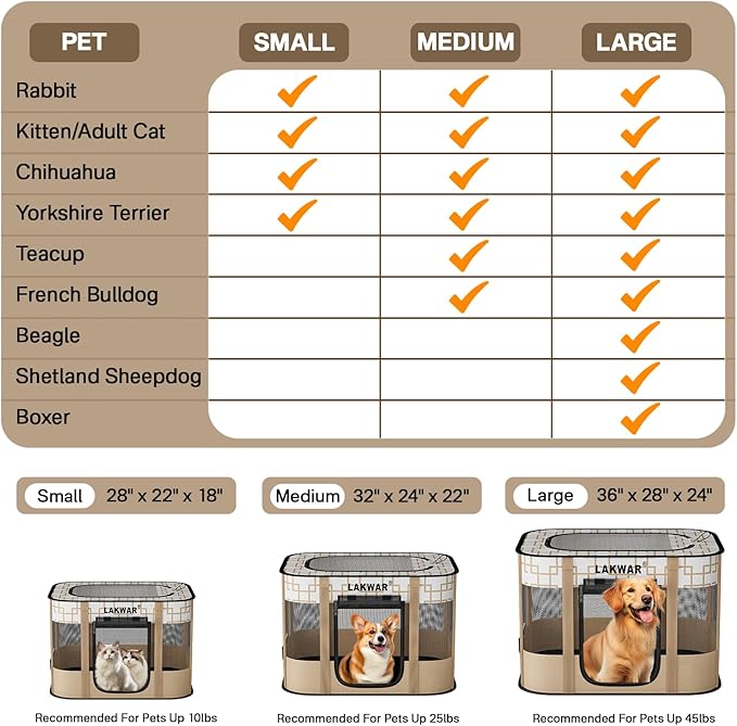 Upgraded Dog Playpen Outdoor Indoor, Portable Foldable Pet Playpen for Dogs, Cats, Small Animal, Great for Travel and Camping, Including Carrying Case (Large)