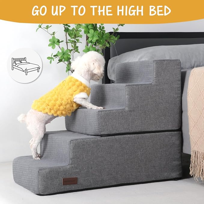 Dog Stairs for High Bed,5 Steps Pet Stairs for Small Dogs and Cats,Anti-Slip Removable Dog Steps for Bed,Bed Stairs for Dog,Grey