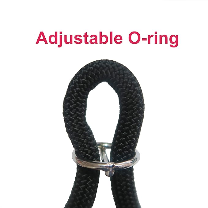 Braided Rope Collar, Pro Training Dog Collar, No Pull Round Martingale Collar, Slip Collar with Slidable Stop Ring - Ideal for Large Dogs (L(1/2") - 22" Long, Black)