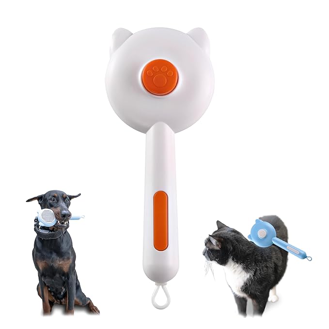 Light Weight Soothing Massaging Brush - Comfort and Untangle Cats and Dogs, Remove Hair, Easy Clean (White)
