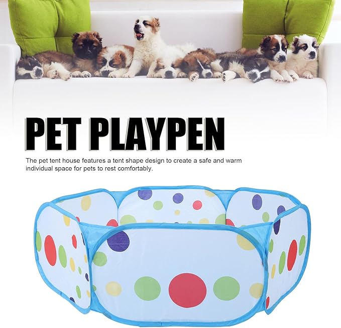 Portable Pet Playpen, Foldable Dog Playpen Pet Exercise Pen Tents Puppy House Playground Small Animals Tent for Indoor Outdoor Kitten Puppy Hamster Camping