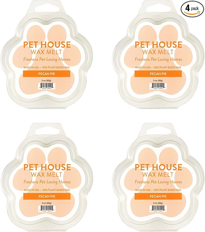 One Fur All Pet House Wax Melts - Pecan Pie Pack of 4 - Pet Odor Eliminating Wax Melts - Long-Lasting Scented Wax Melts - Pet-friendly Wax Melts - Natural Wax Melts