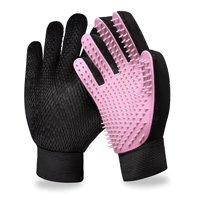 LIONROGE Cat Grooming Glove Brush,Self-Cleaning Slicker Pet Brush for Short and Long Haired Pets,Dog Bath Brush for Shedding and Grooming,Removes Loose Hair and Tangles,Promote Circulation