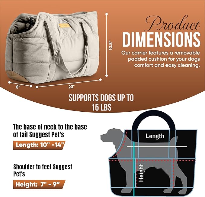 Cozy Plush Pet Carrier Purse - Secure Harness Clip, Lightweight Tote Design for Small Dogs and Puppies (Cream)
