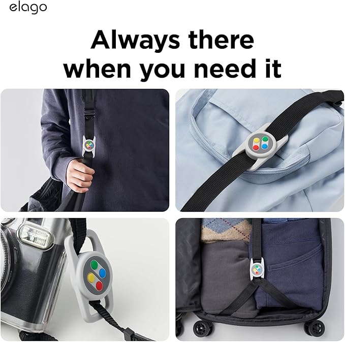 elago Pet Collar W5 Case Compatible with Apple AirTag - Drop Protection Keychain, Cute Design (Track Dogs, Keys, Backpacks, Purses) Tracking Device Not Included (Light Grey)