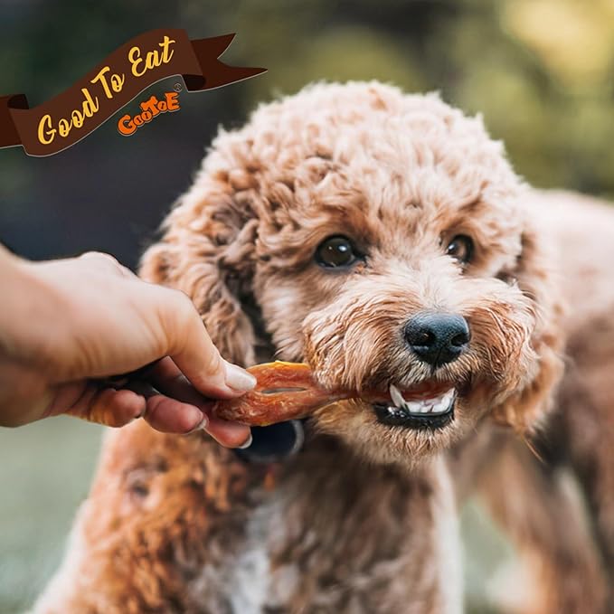 Gootoe Turkey Tendon Dog Treats, Braid (M) 1 lb, 100% USA Sourced Turkey, Natural Snack, Premium Puppy Chews, Hypoallergenic, Rawhide Free, Reseal Value Bag, Size for Medium Dogs