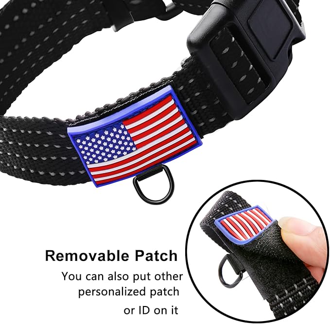 Martingale Collar for Training Dogs. Adjustable Reflective Collars with Buckle-USA Flag- NO Pull-Prevents Slipping Out, for Medium Large XL Dogs. Helps with Strong pullers (XL, Black)