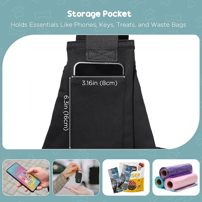 Avont Dog Sling for Small Dog Cats Under 15lbs, Hands-Free Crossbody Pet Carrier with Adjustable Padded Strap Extra Pocket, Safe Soft Pouch Bag for Puppies' Walks Outings -Black