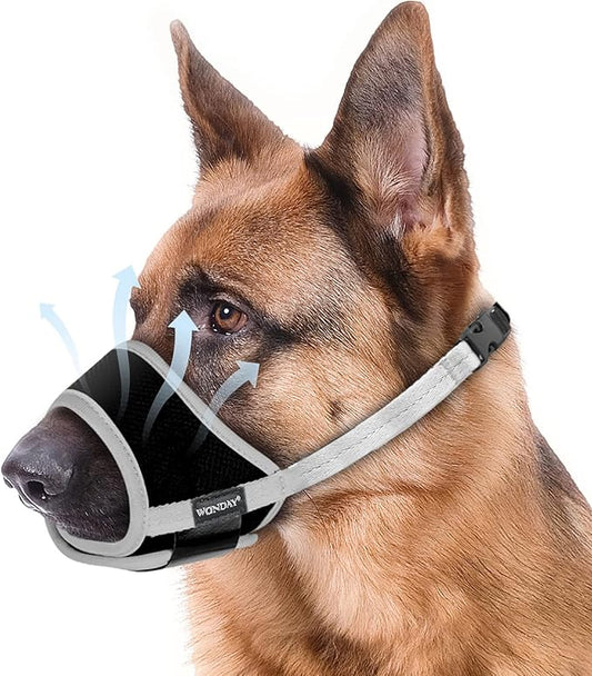 Dog Muzzle for Medium Dogs, Dog Muzzle for Large Dogs Biting, Soft Nylon Muzzle Anti Biting Barking Chewing,Air Mesh Breathable Drinkable Adjustable Pet Muzzle for Medium Large Dogs XL Gray