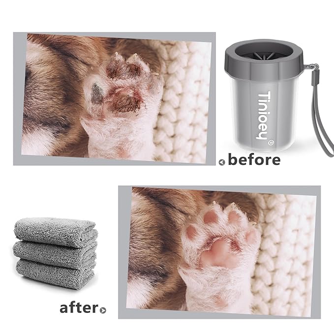 Paw Cleaner for Small Dogs with 3 Absorbent Towels - Muddy Paw Washer and Pet Foot Cleaner