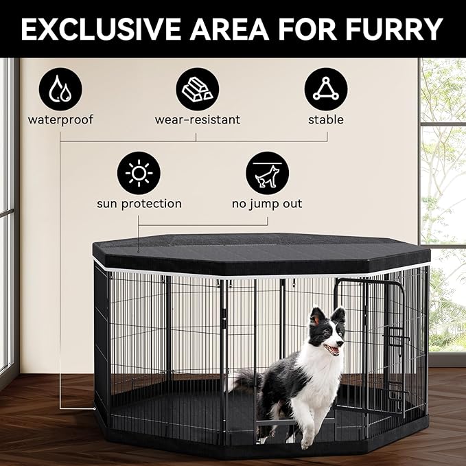 PJYuCien Dog Playpen Plus Storage Bag for Camping, 38" H Dog Pen with Extra Hard Bottom and Top,Heavy Duty Puppy Playpen for Puppies/Small/Medium Dogs, 8 Panels