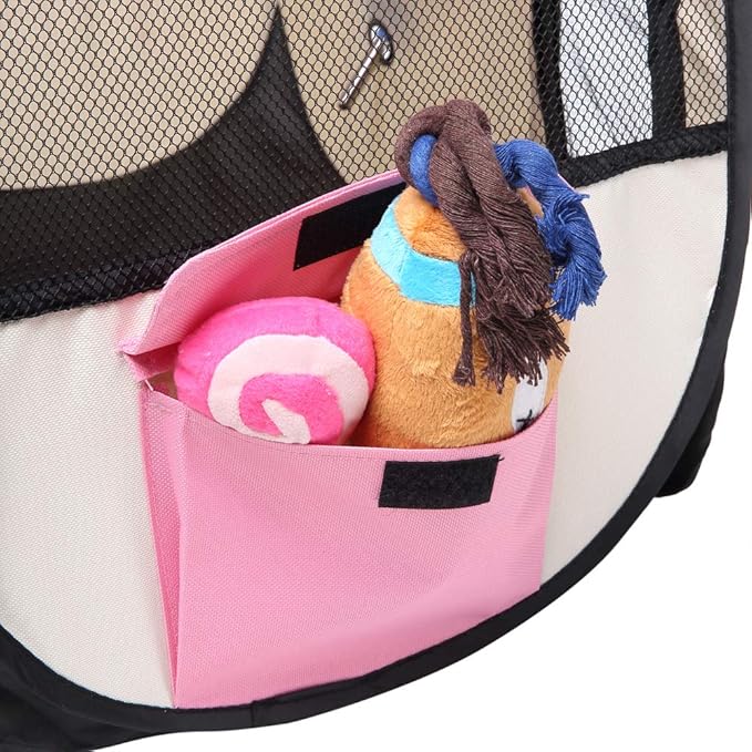 Portable Pet Playpen, 28.3" Foldable Dog Playpen for Dogie Kitten Rabbit, Exercise Playpen Tent Indoor/Outdoor Use (pink)