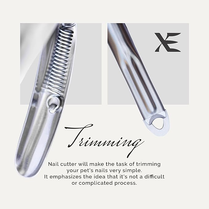 XE Stainless Steel Pet Nail Clipper – Cat and Dog Claw Trimmer with Nail File, Non-Slip Handle Nail Cutter for Pets, Professional Grooming Tool for Dogs, Cats, Rabbit and Guinea Pigs