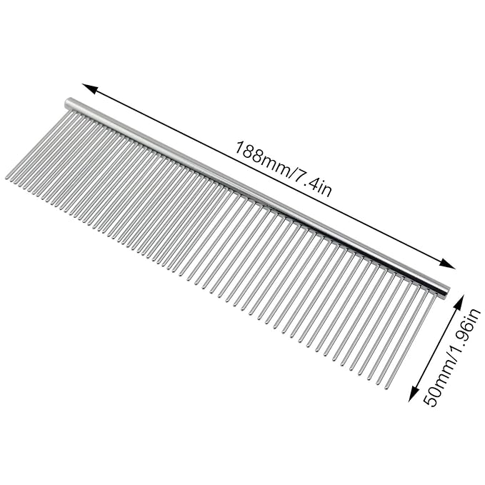 XGNG Stainless Steel Diffractive Comb Sparse and Dense Teeth Knotting Grooming Comb for Dogs and Cats Paper Feather Tool Origami