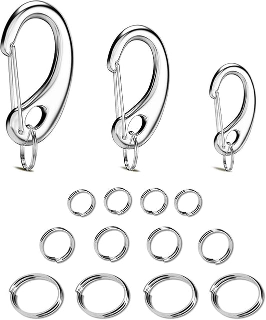 Divoti Leash King Pet Tag Quick Clip/Sping-Load Hook Combo for Pet ID Tags - 1 Per Standard/Medium/Large w/Pack of Split Rings