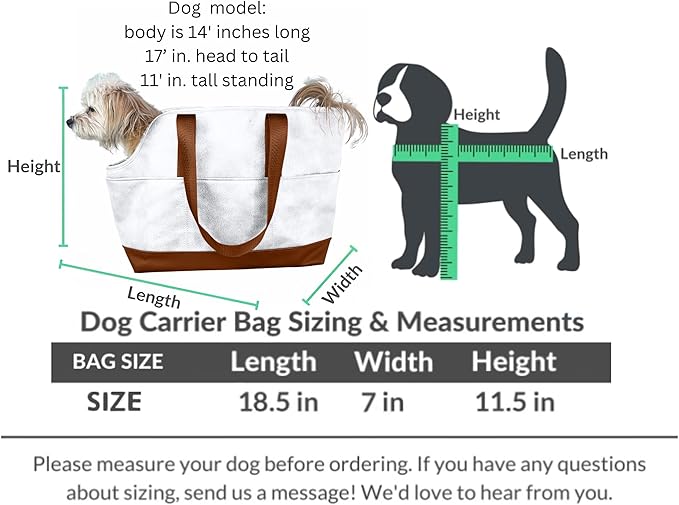 Luxury Dog Purse Carrier for Small Dogs, Faux Leather Pet Carrier Purse, Secure Harness Clip, Dog Tote Bag Carrier for Small Dogs and Puppies - White