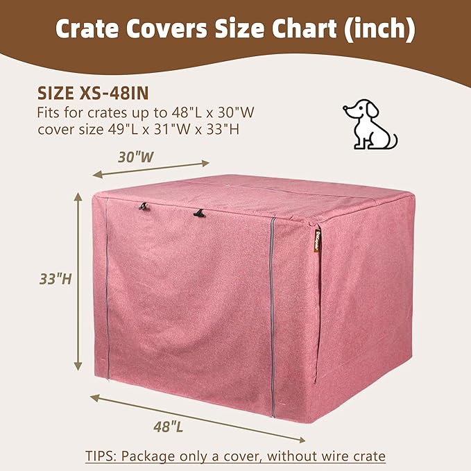 HiCaptain Pink Dog Crate Cover for 48 Inches Wire Crates, Heavy-Duty Polyester Indoor Dog Kennel Cover Universal Fit for 1 2 Doors Standard Metal Cage (Upgrade Two-Tone Pink)